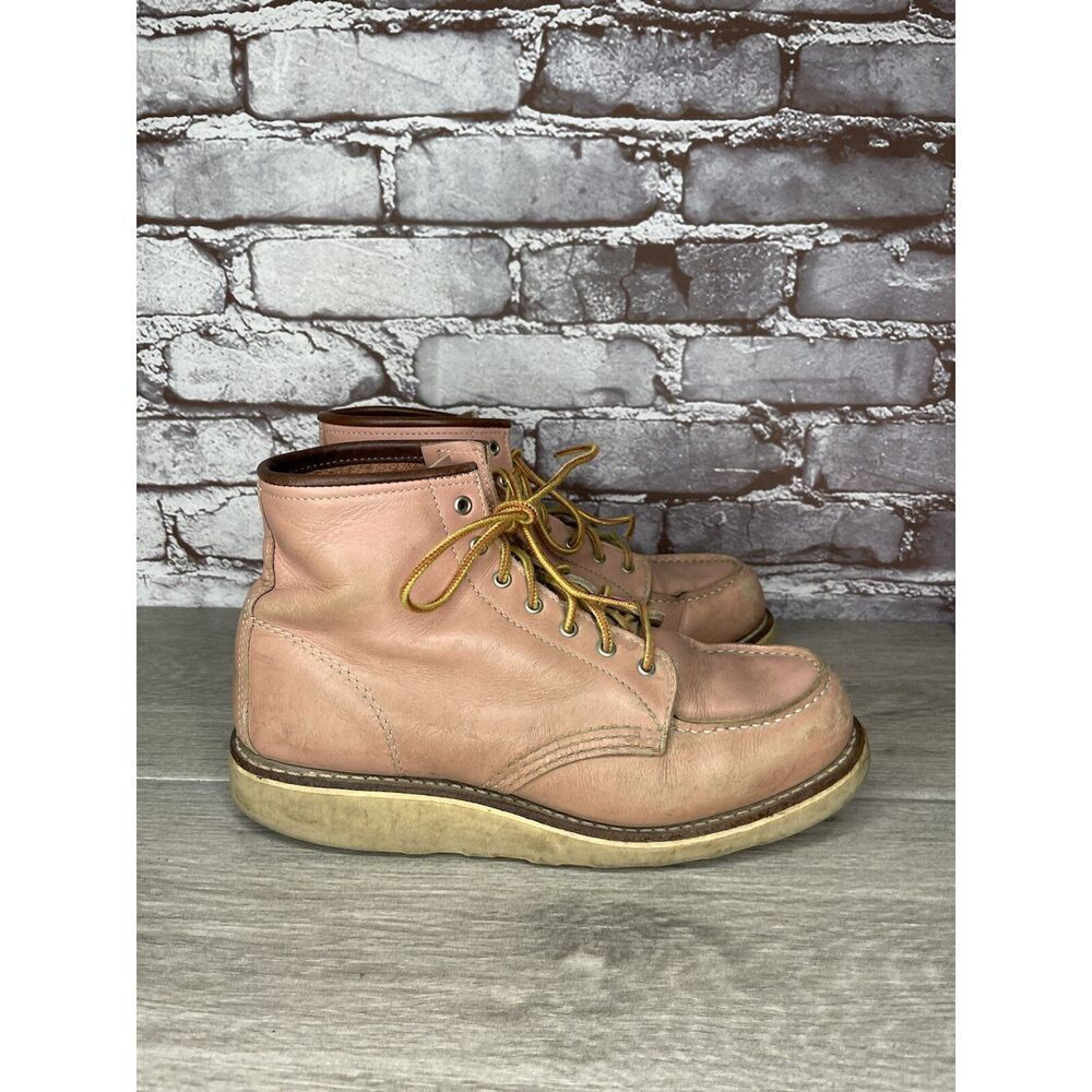 Red Wing 3387 Rose Pink Leather Lace Up Work Boots Women's Sz 8M US/38.5EU USA